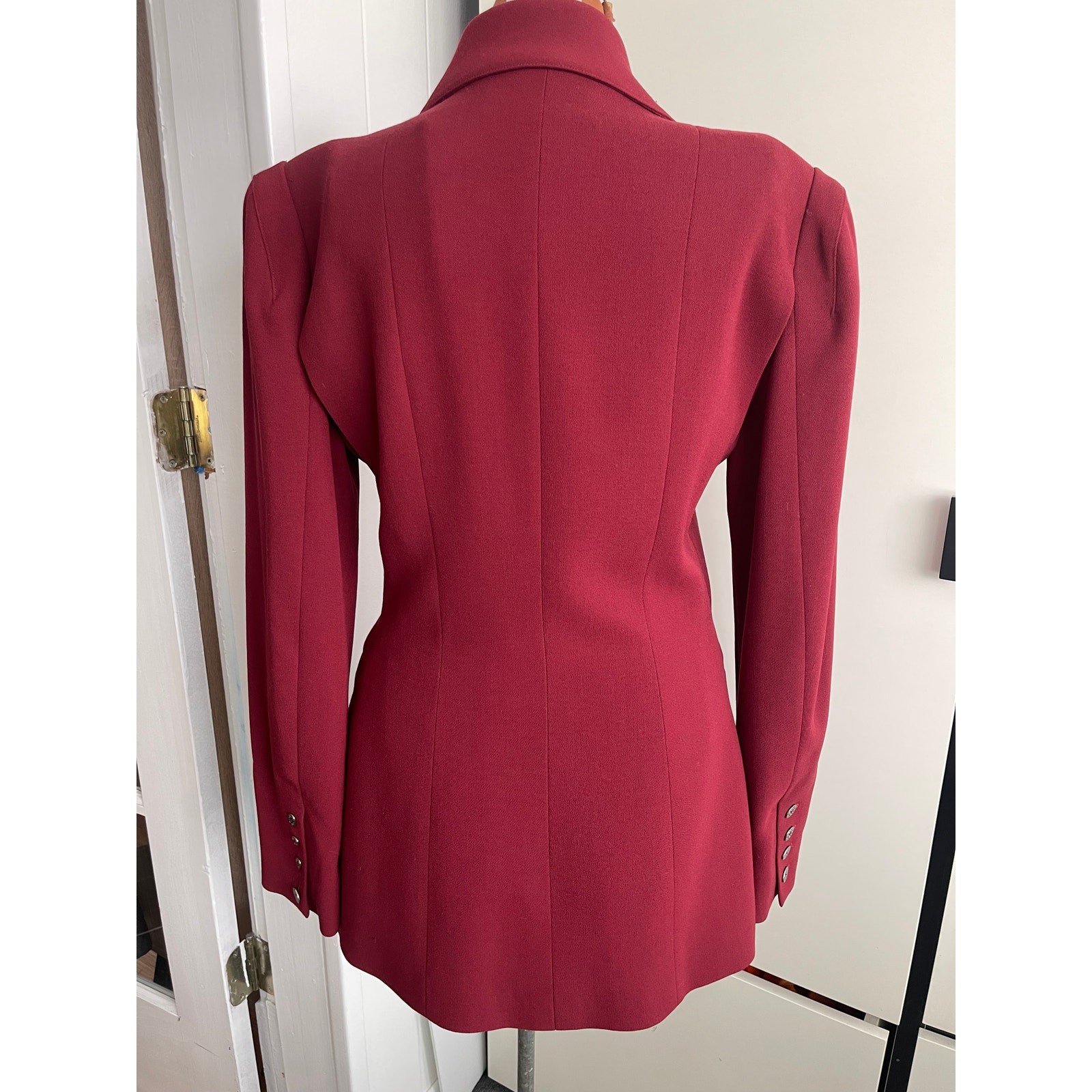 Lagerfeld Wmns Sz 38 Vintage 90s Maroon Fitted Blazer Retro Vintage Cool Work