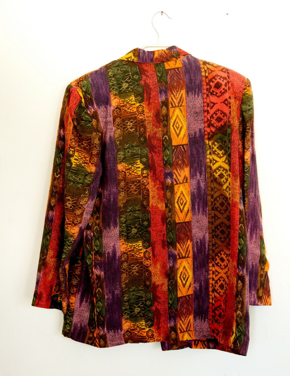 CAROL HORN Workshop Vtg 80s Womens 100% Silk Multicolor Long-Sleeve Jacket Sz L