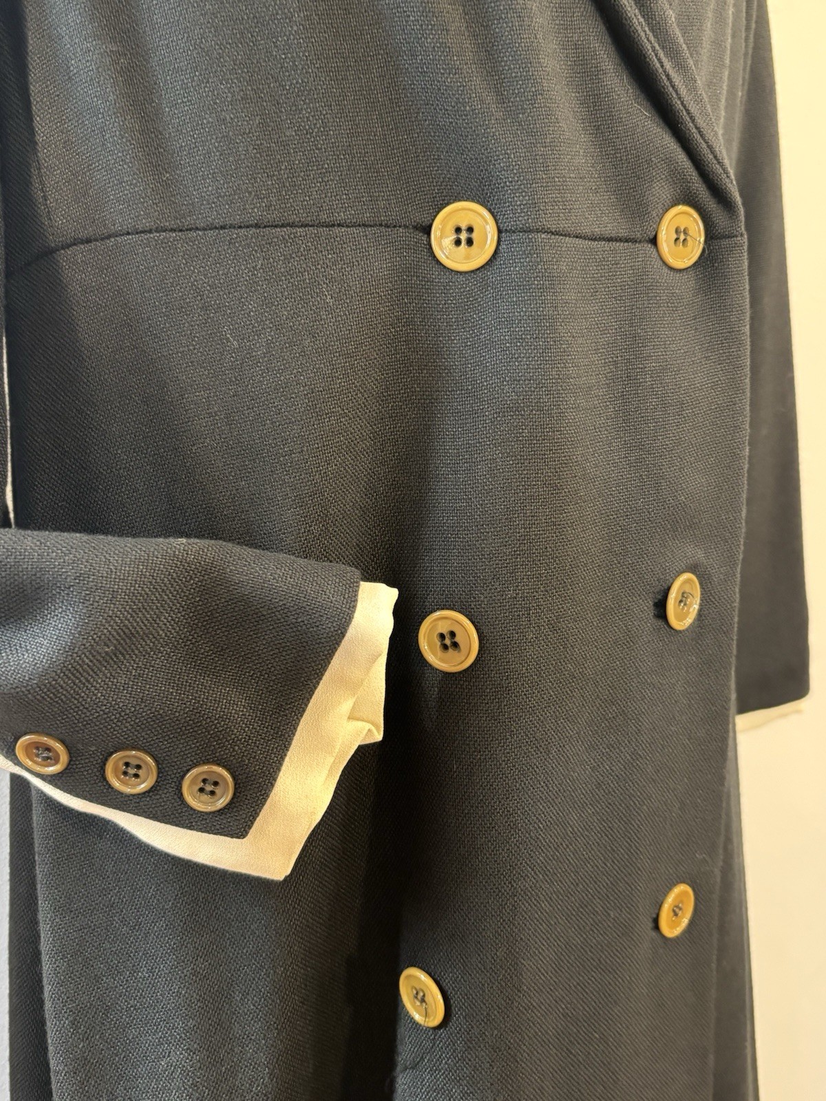 Vintage 1960’S COAT Dress DOUBLE BREASTED FINE KNIT BELTED BACK