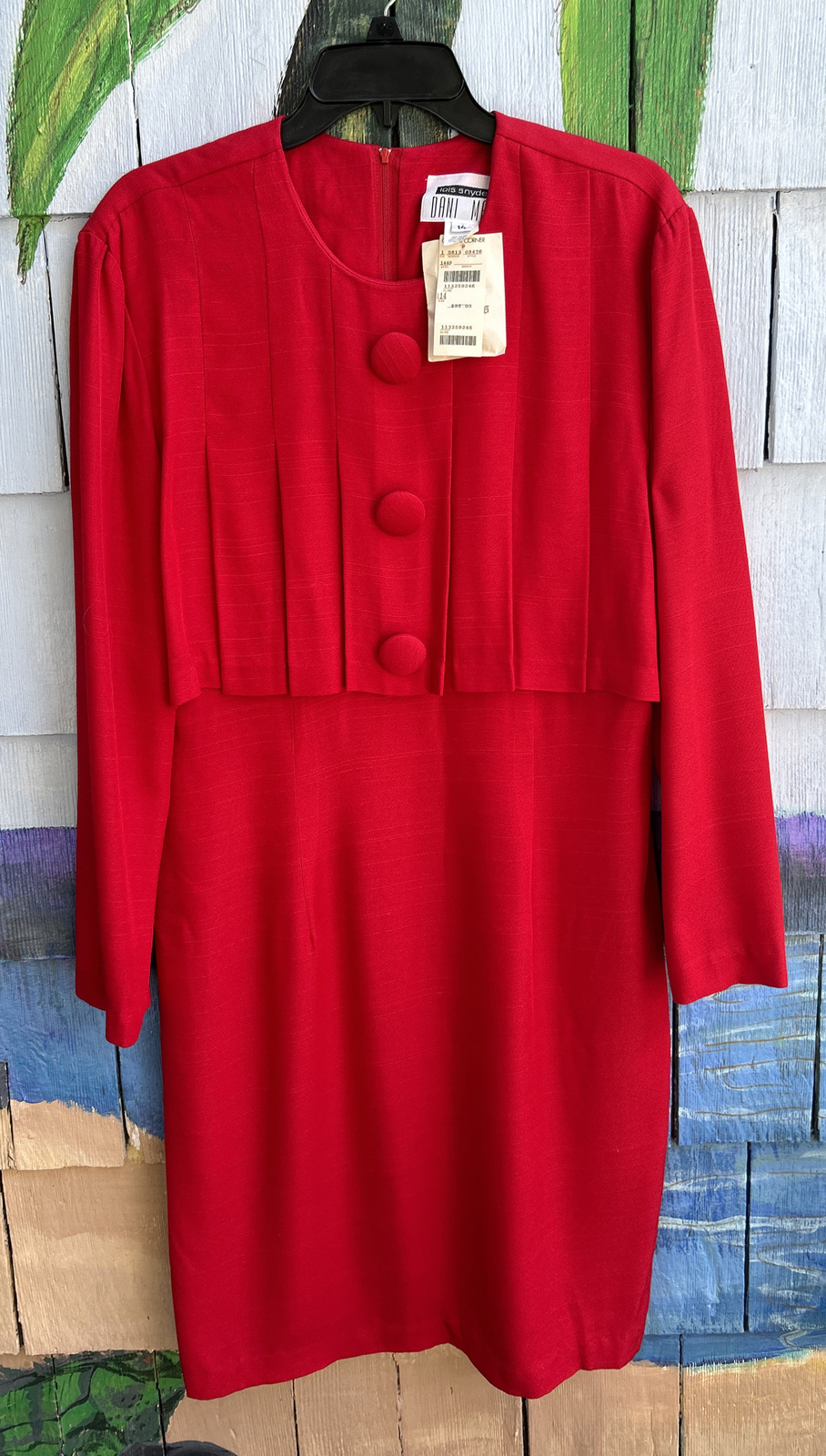 NEW Lois Snyder Dani Max 80s Vintage Red Power Past Knee Length Dress Size 14