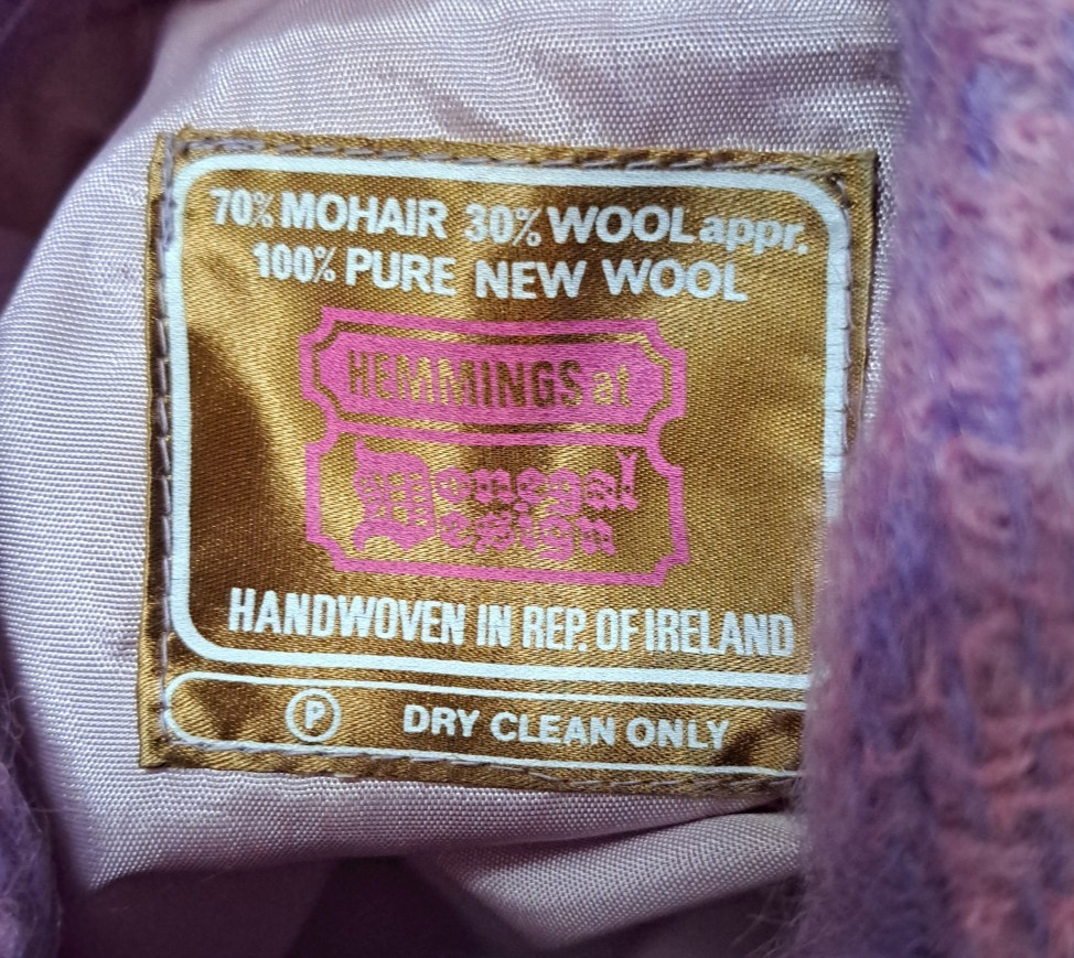 Purple Scottish Mohair/Wool Cape Hemmings Donegal Vtg 1960s Women’s S-M Heather