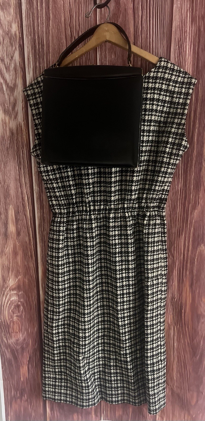 Vintage Haymaker Wool Dress Size 16 With Leather Handbag