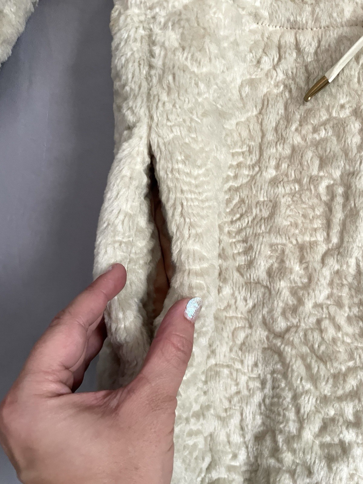 Vtg 60s 70s Faux Fur Mink Lamb Shawl Collar Coat Jacket Cream Union Made ILGWU