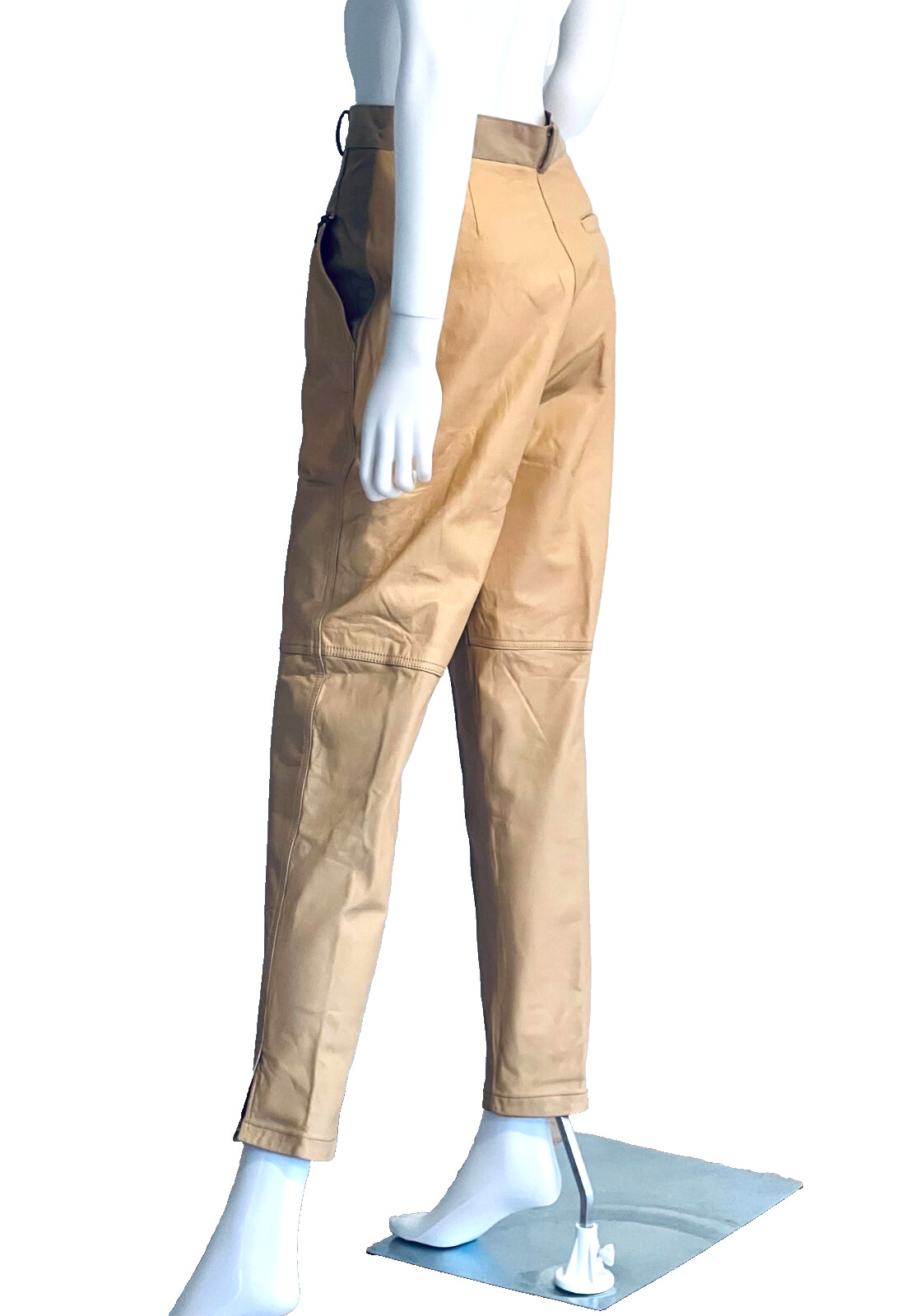 Vintage C1980s 100% Genuine Leather, Yellow Gold Pants Slacks, NEVER WORN, 8
