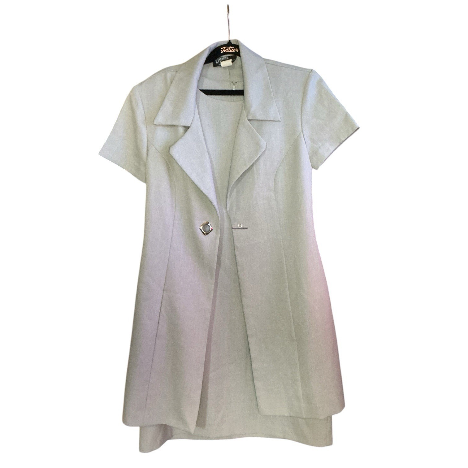 💟Vintage Dawn Joy Fashions Light Blue 2 Piece Dress and Short Sleeve Jacket Set