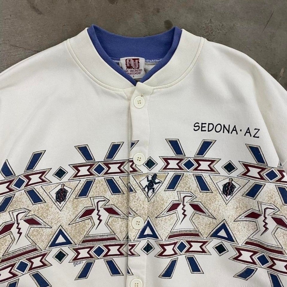 Vintage Art Unlimited Sportswear Aztec Sedona Arizona Button Up Crewneck Size L