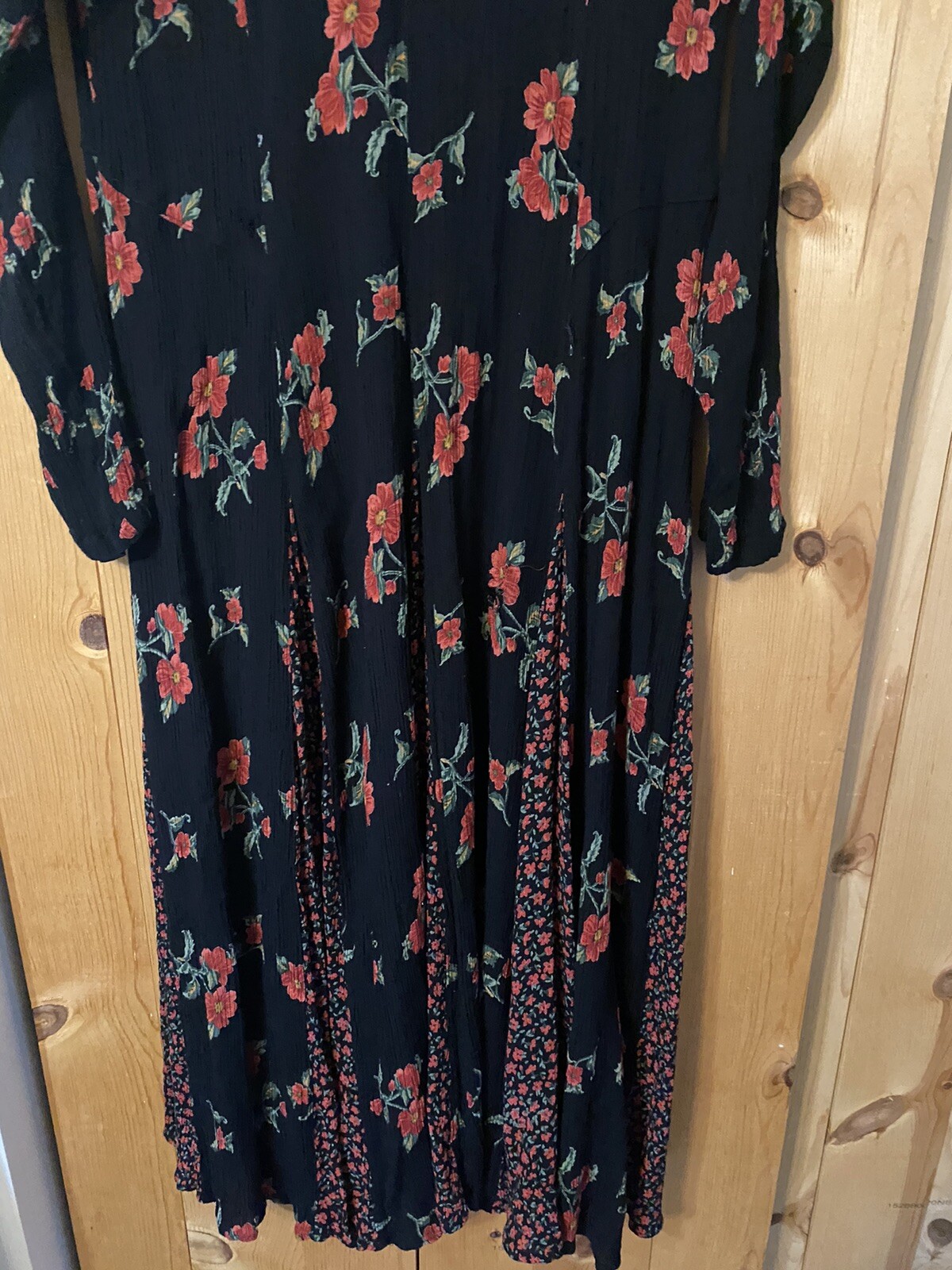 1980s Full Circle STARINA Floral Button front Maxi Dress~Crinkle Rayon Fit SMALL