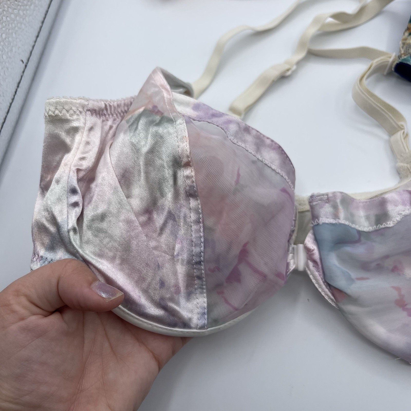 Vintage 1990s bra set of 3 floral pretty sheer size 36 C Lilly of France jaclyn