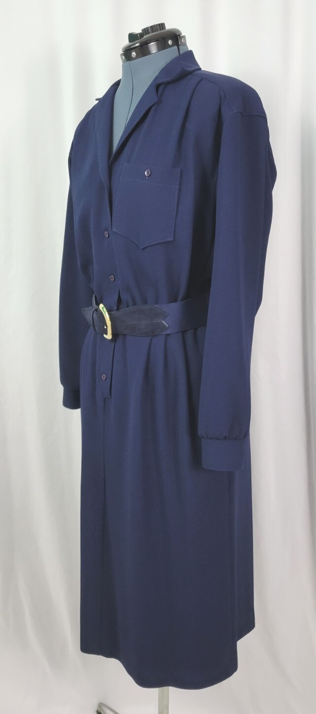 Vintage Donna Morgan for Non Stop Navy Blue Shirt Dress w Belt Size 7/8