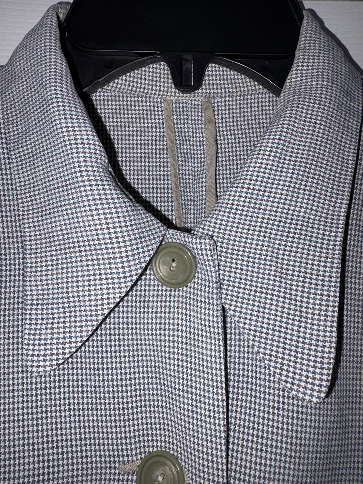 Vintage 1940s Linen Jacket Houndstooth Women’s Medium Majestic Season Maker Gray