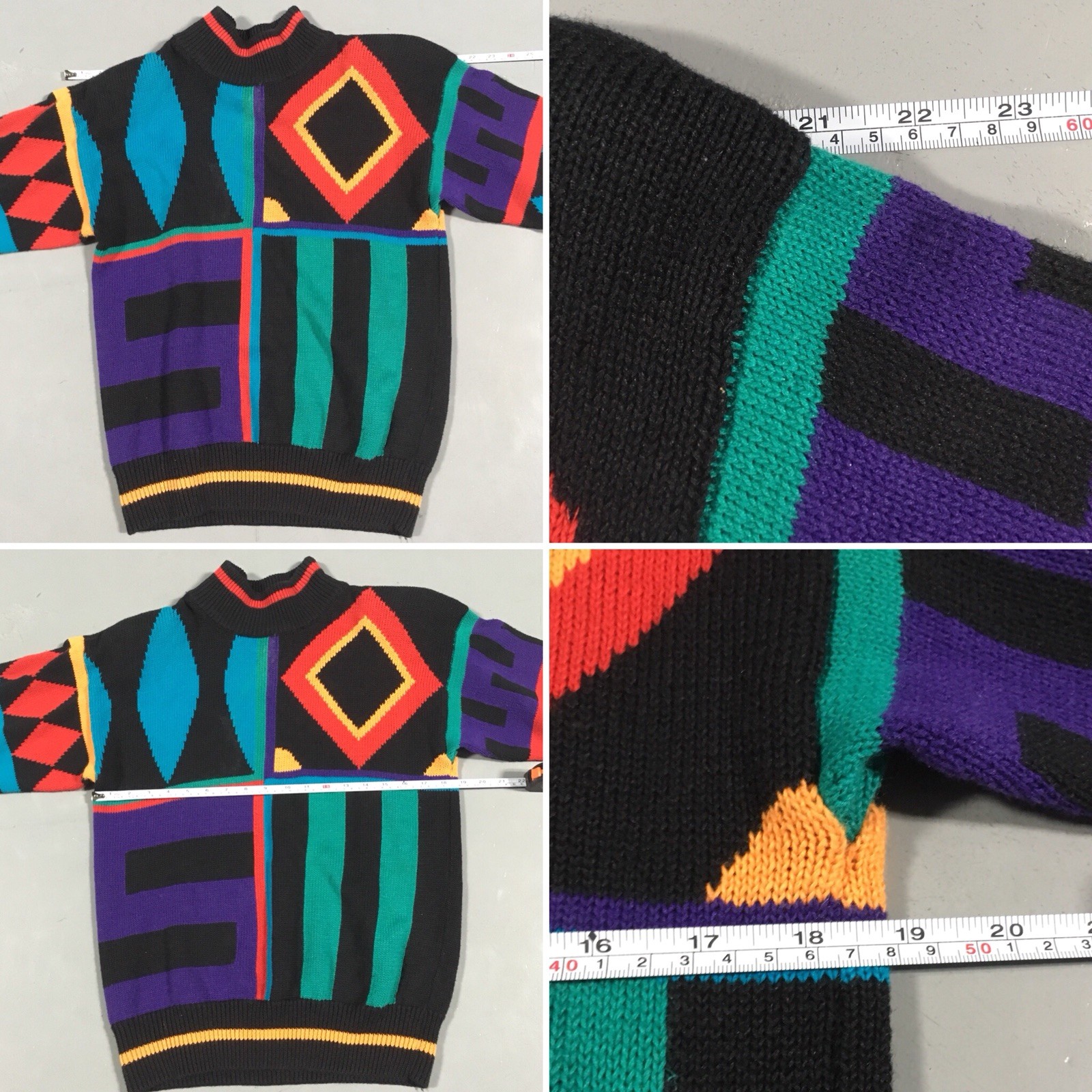 Vintage IB Diffusion Sport Sweater c 1989 Geometic 80s 1980s Size S Small