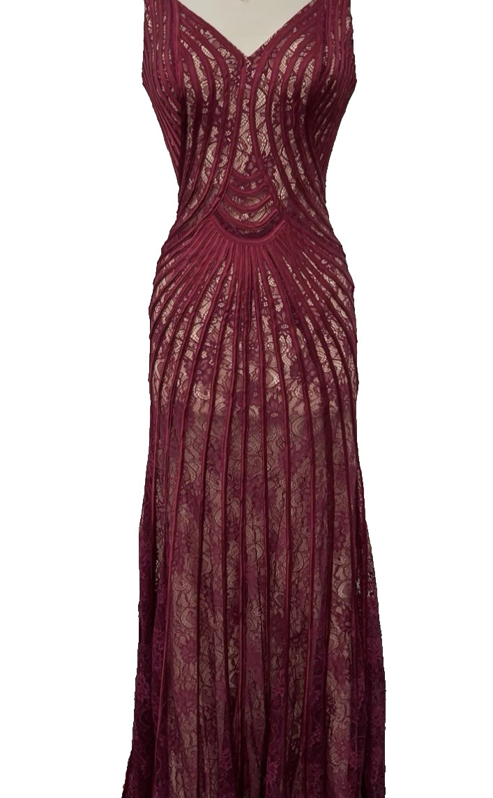 Vintage 90s F.I.E.S.T.A. FASHIONS Burgundy Formal Party Dress Maxi Perfect