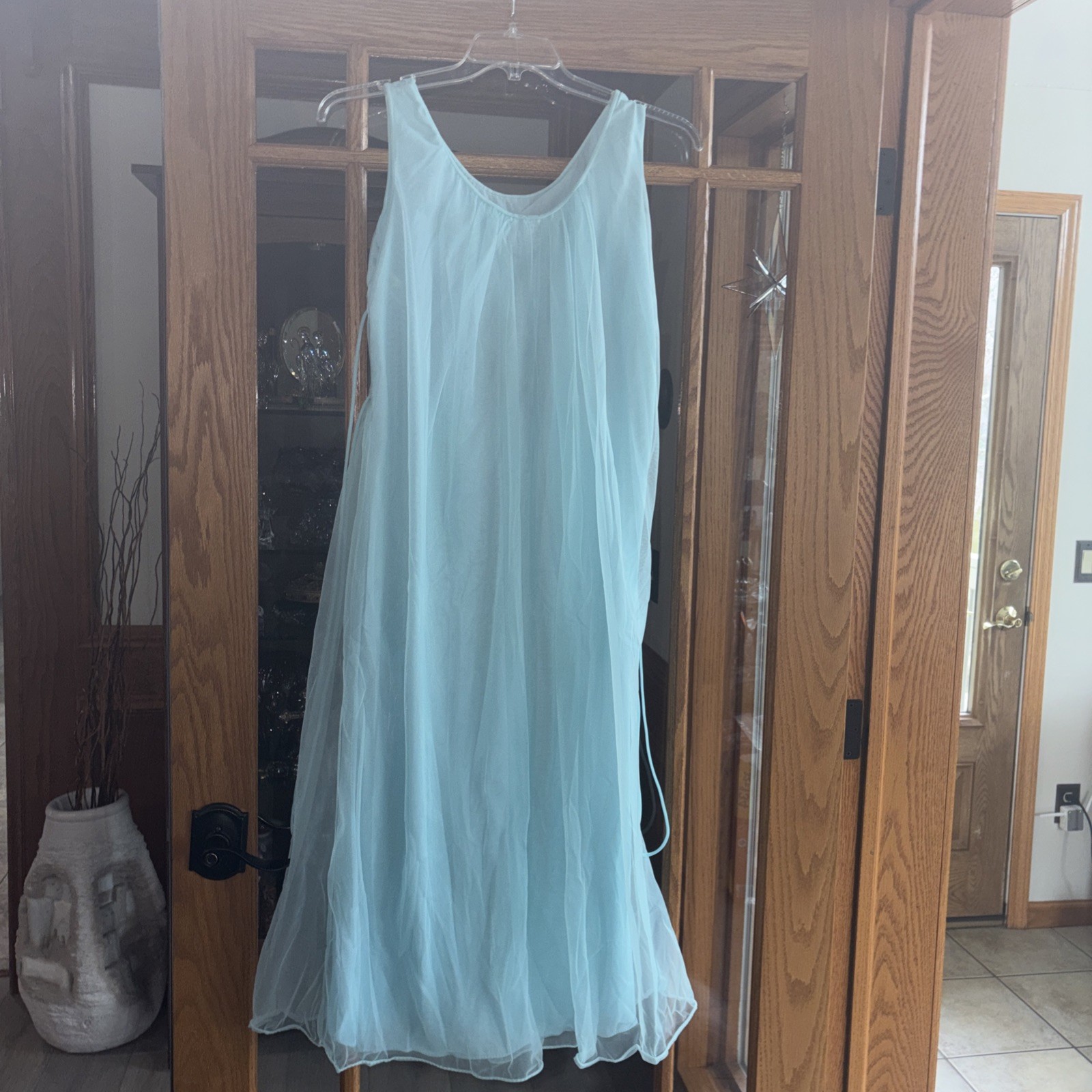 Vintage Avian Aqua Nylon Lingerie Nightgown Medium