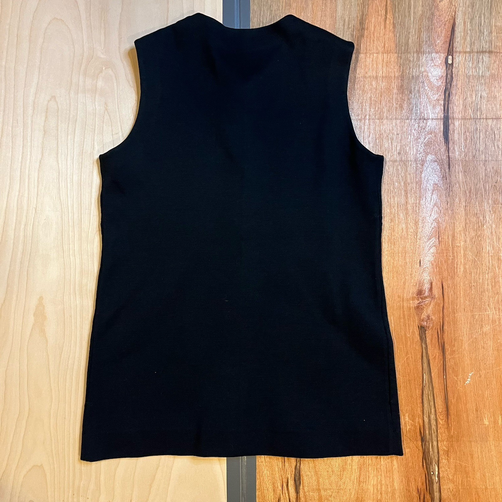 Vtg 70s Gina Teresa Zip-Up Black Sweater Vest Chevron – Womens Size 16