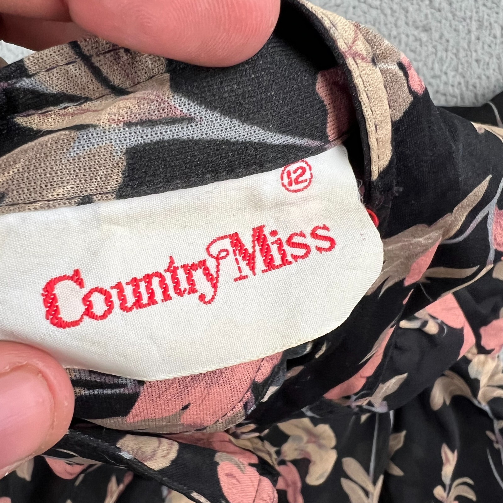 Vintage Country Miss Womens Size 12 Floral Dress Black