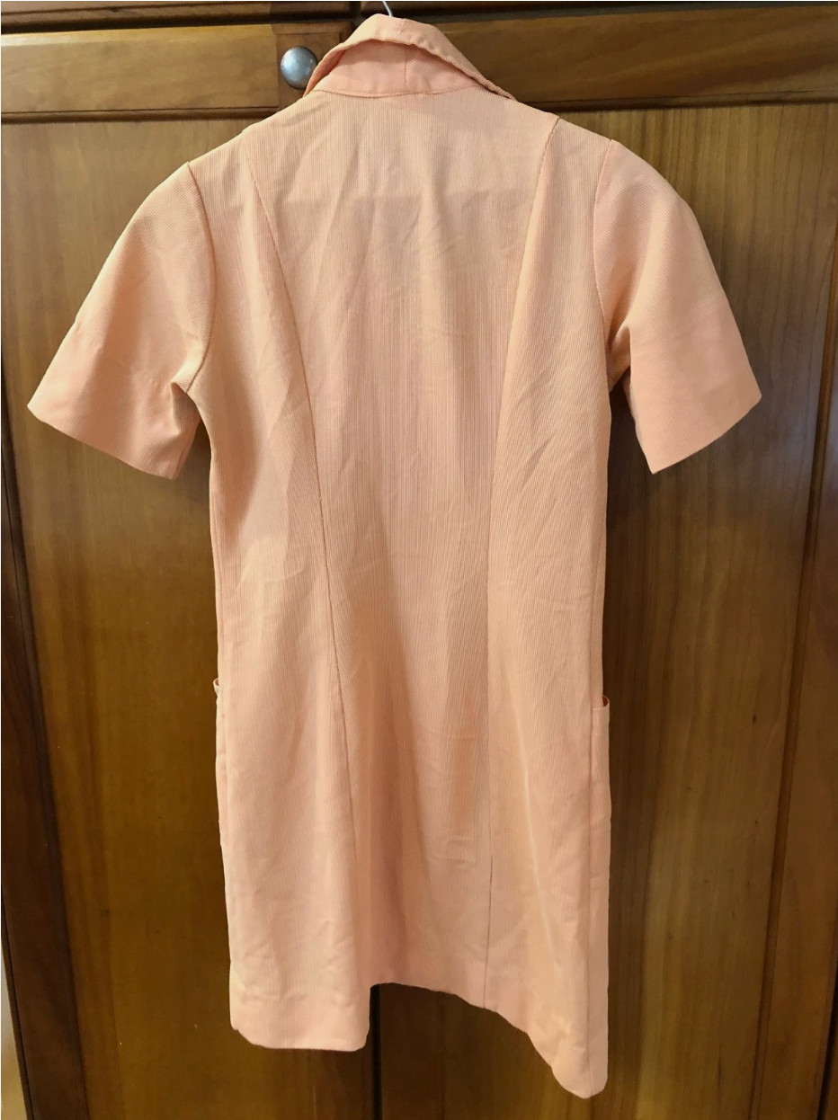 1970s Perkins Shirtdress/Waitress Uniform Size 4 Nice Orange Stripe