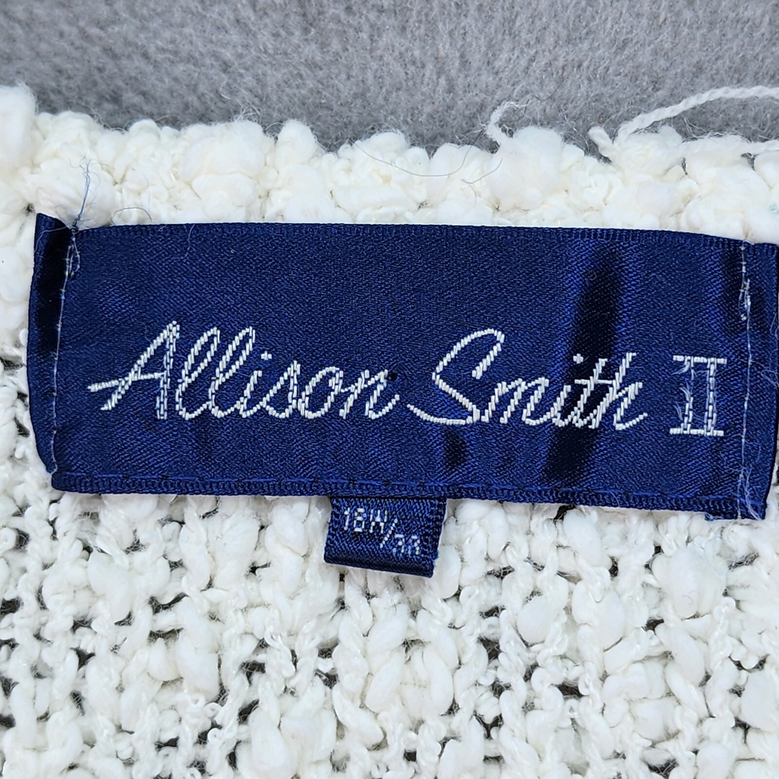Vtg 90s Allison Smith Sweater Women’s 18W White Pink Nubby Knit Cottagecore Mom