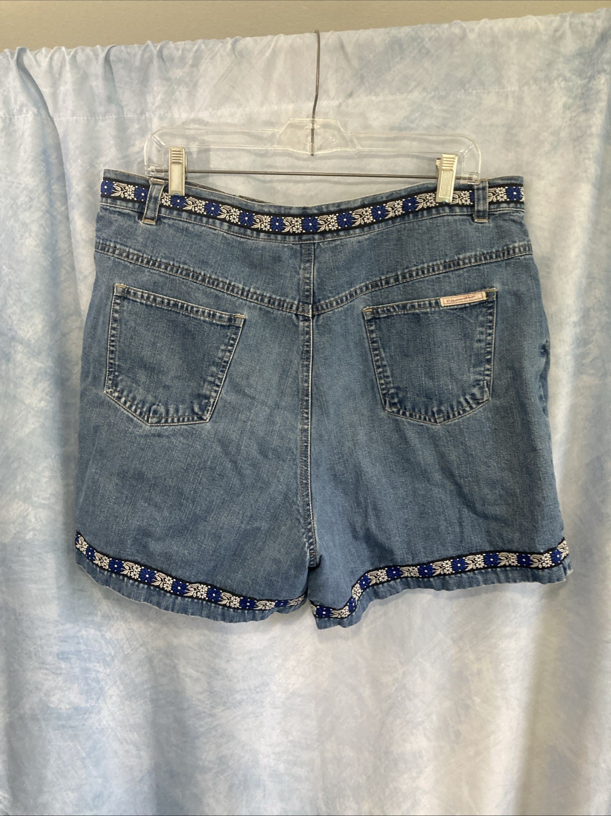 Vintage 90s Frantic Jeans Women’s Denim Mom Shorts Embroidered Trim Plus Size 18