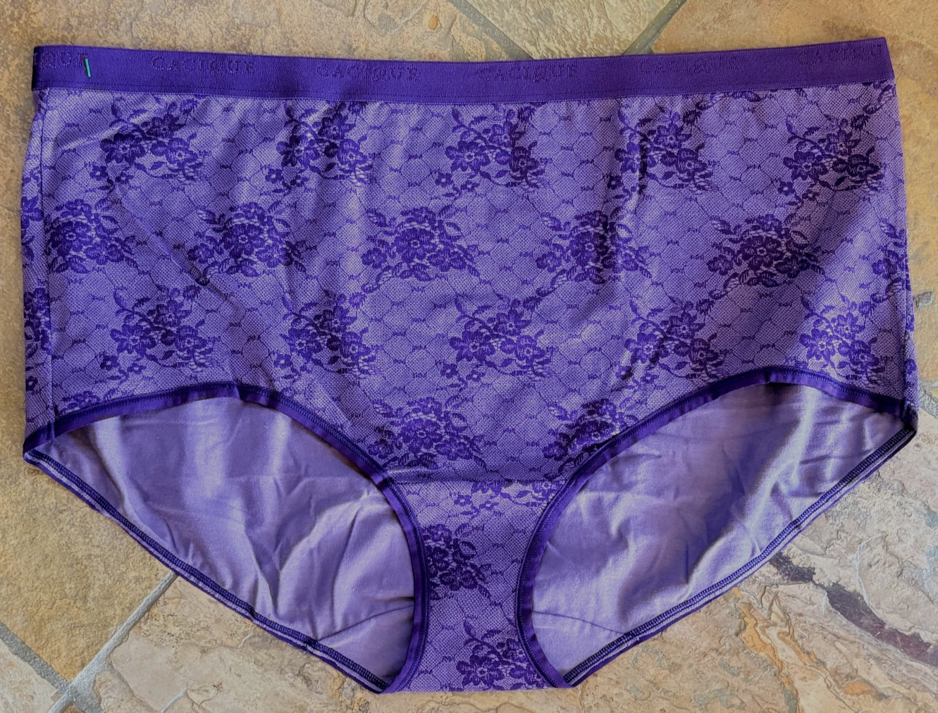 CACIQUE 22/24 Purple „Lace” Cotton Full Brief Panties NWOT
