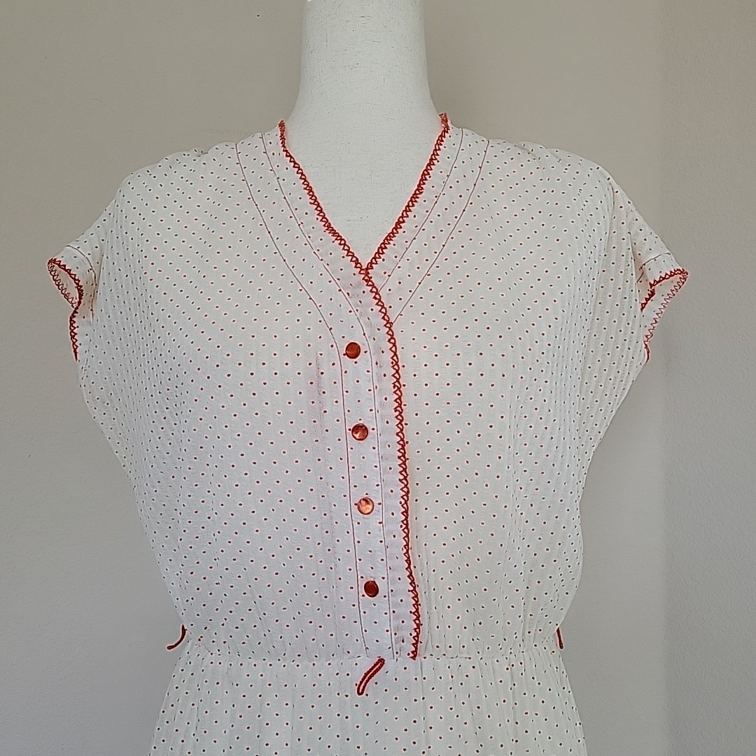 Vintage Jerrie Lerie 50s 60s Midi Dress Size M Polka Dot Rockabilly Feminine Red
