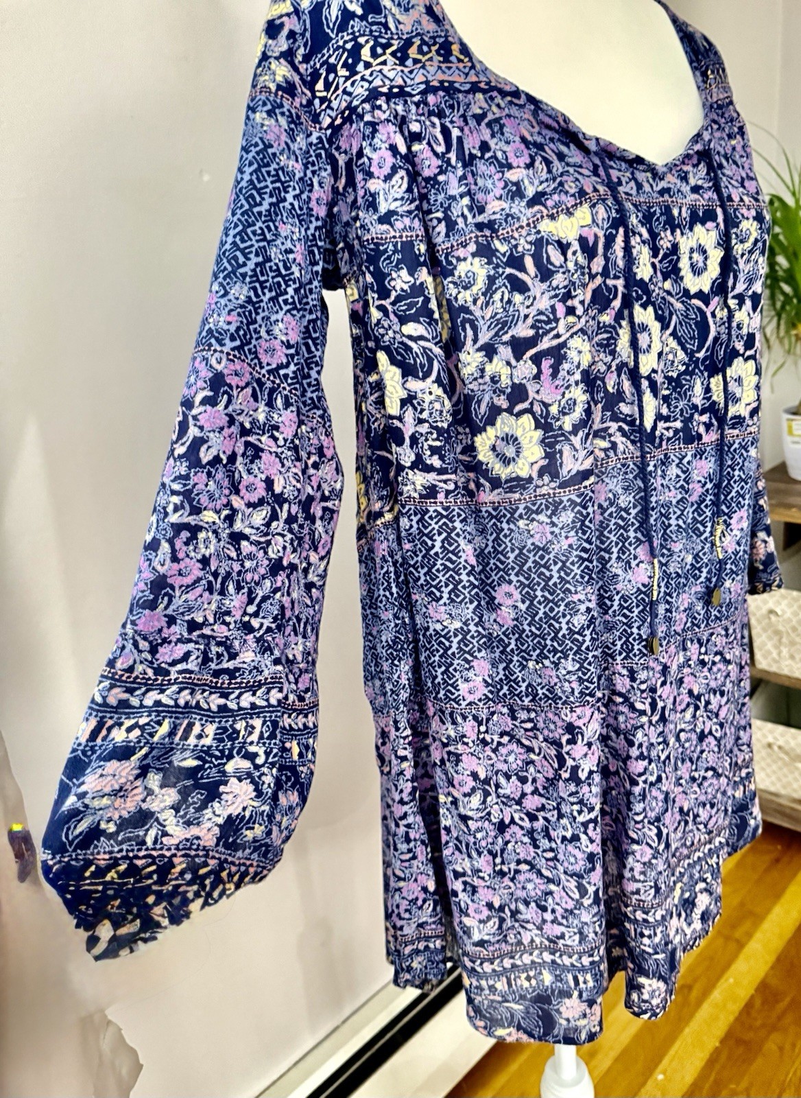 Billabong Women’s Vintage Y2K Boho Floral Whimsical Gypsy Tunic Surfer Dress M