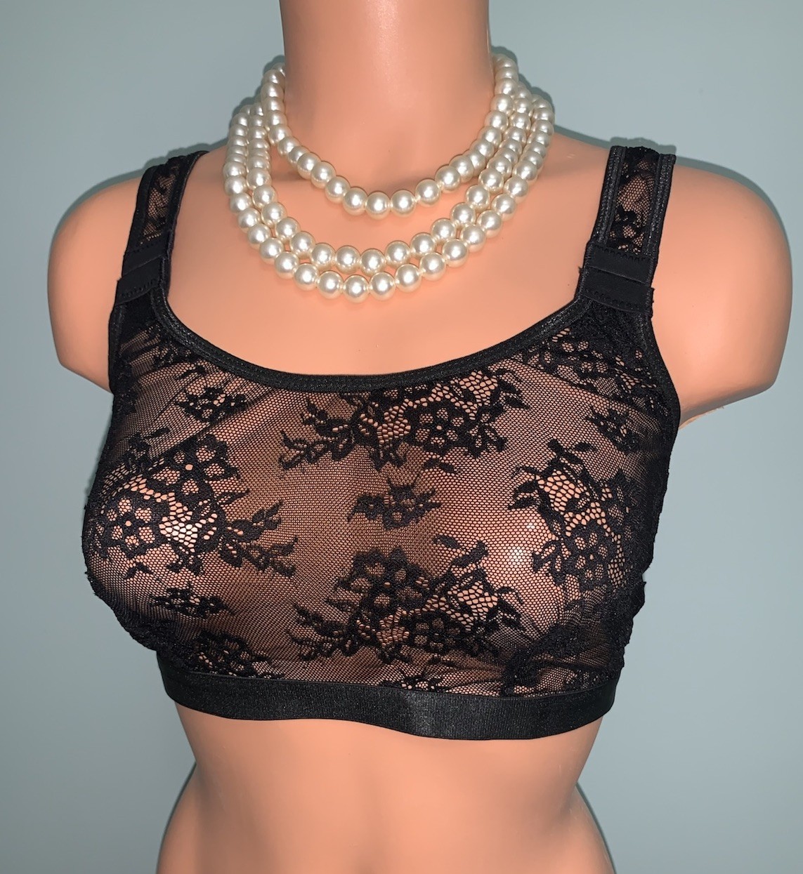 NEW SEE Thru Sheer 42 44 Bra / Bralette Soft NO WIRES 2X Unique Design