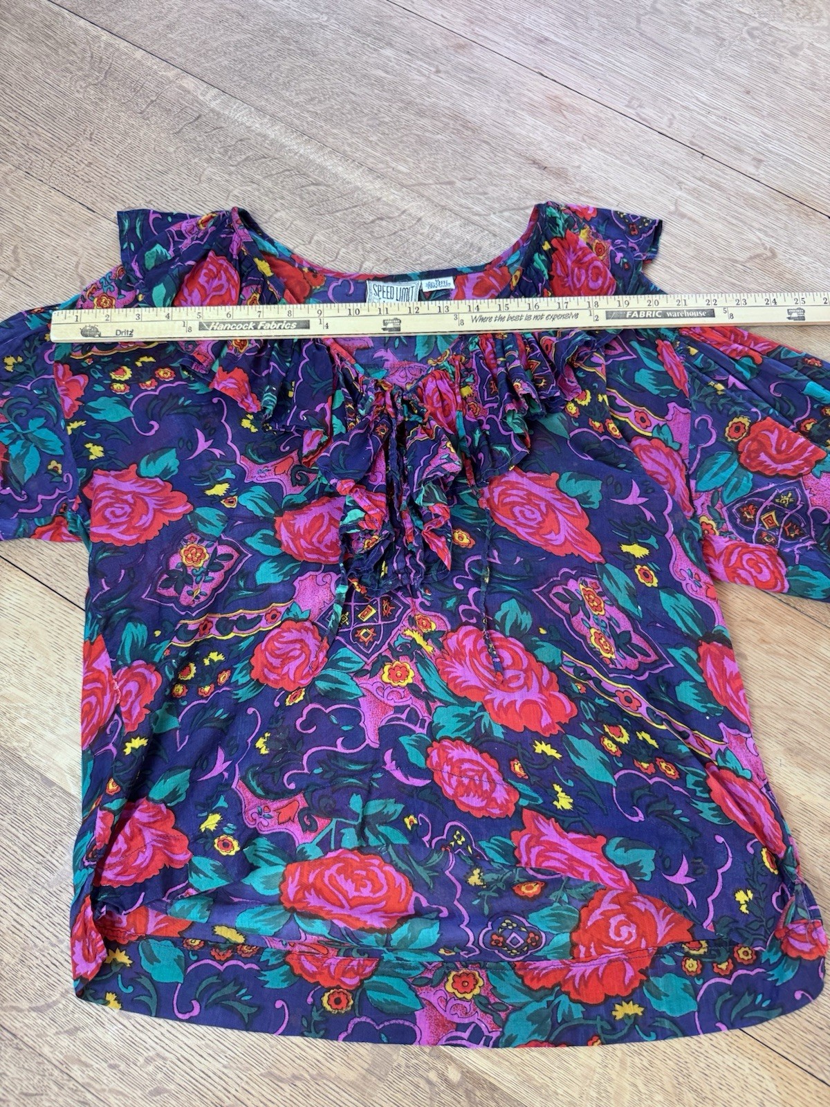 Vintage Speed Limit MPH Women’s SZ M Ruffle Blouse Floral Y2K Boho 90s