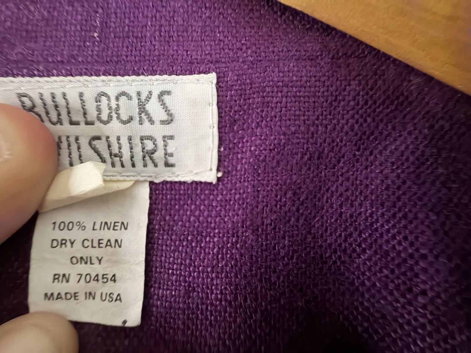 VTG 80s 90s BullocksWilshire Purple 100% Linen Pantsuit Set M 12 Power Suit Pads