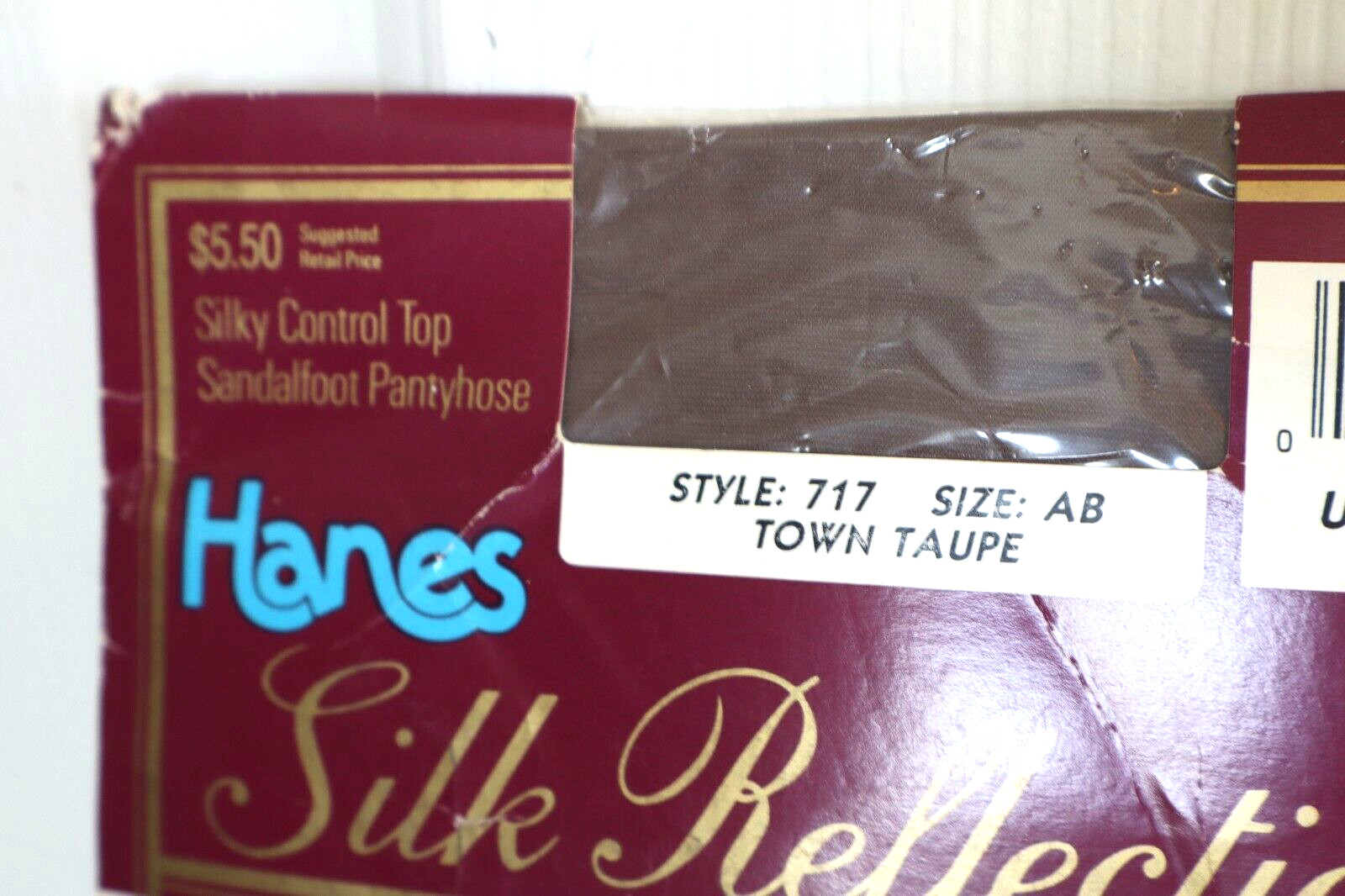 Hanes Silk Reflections Control Top Pantyhose Town Taupe Sandalfoot NIP Size AB