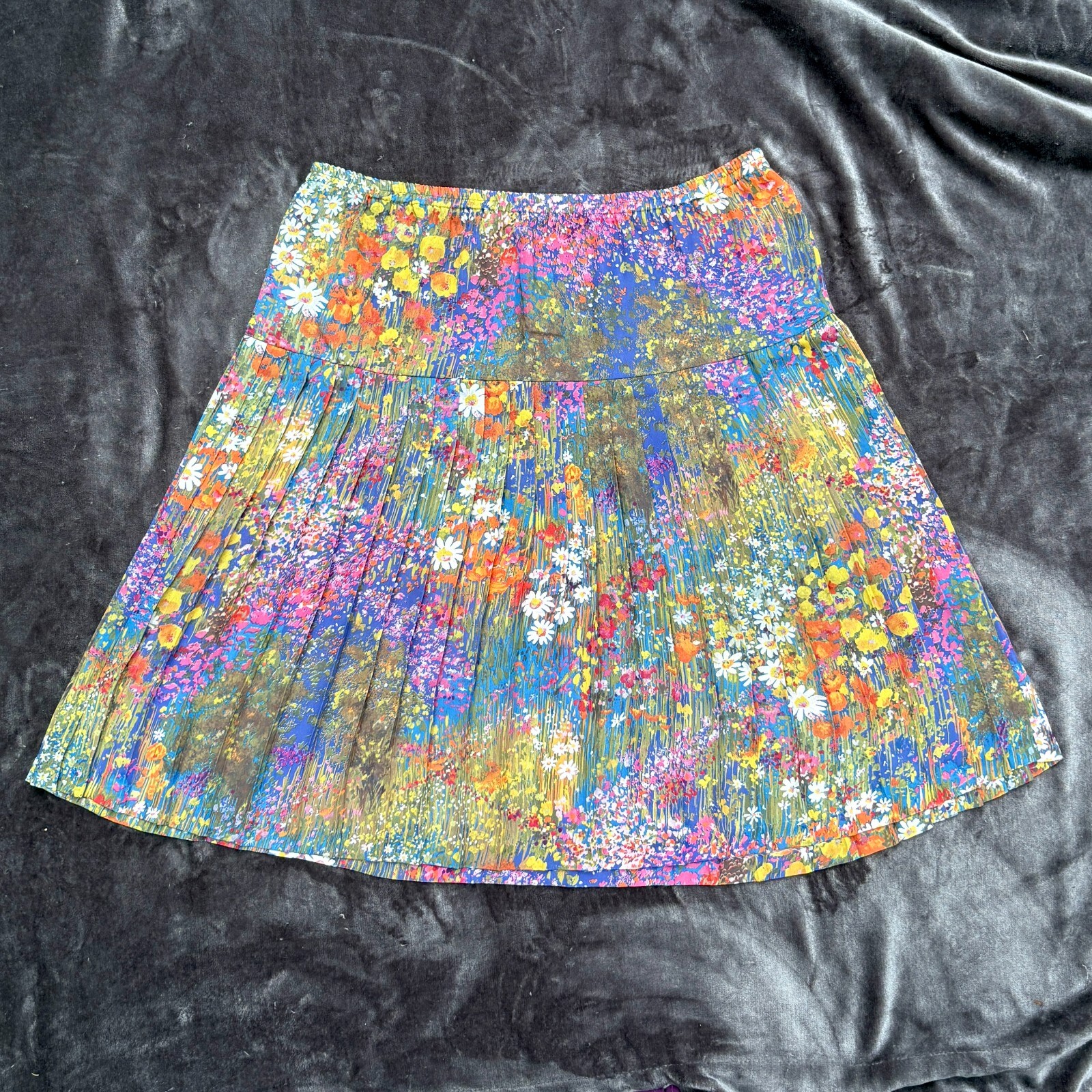 vtg 70s 80s Whimsical Hippie Boho Ditsy Floral Sheer Pleated Skirt VTG SZ 18