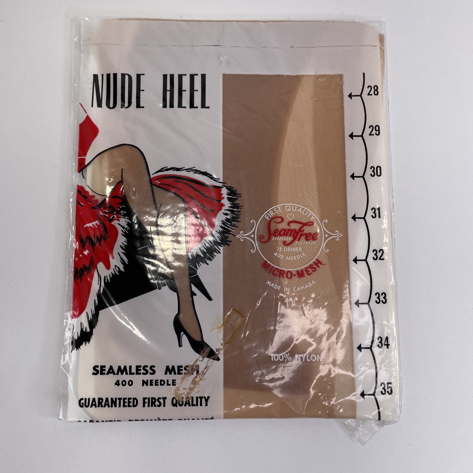 VERY RARE! Vintage 1955 Pantyhose DuPont SeamFree Canada SZ Medium Nude Beige