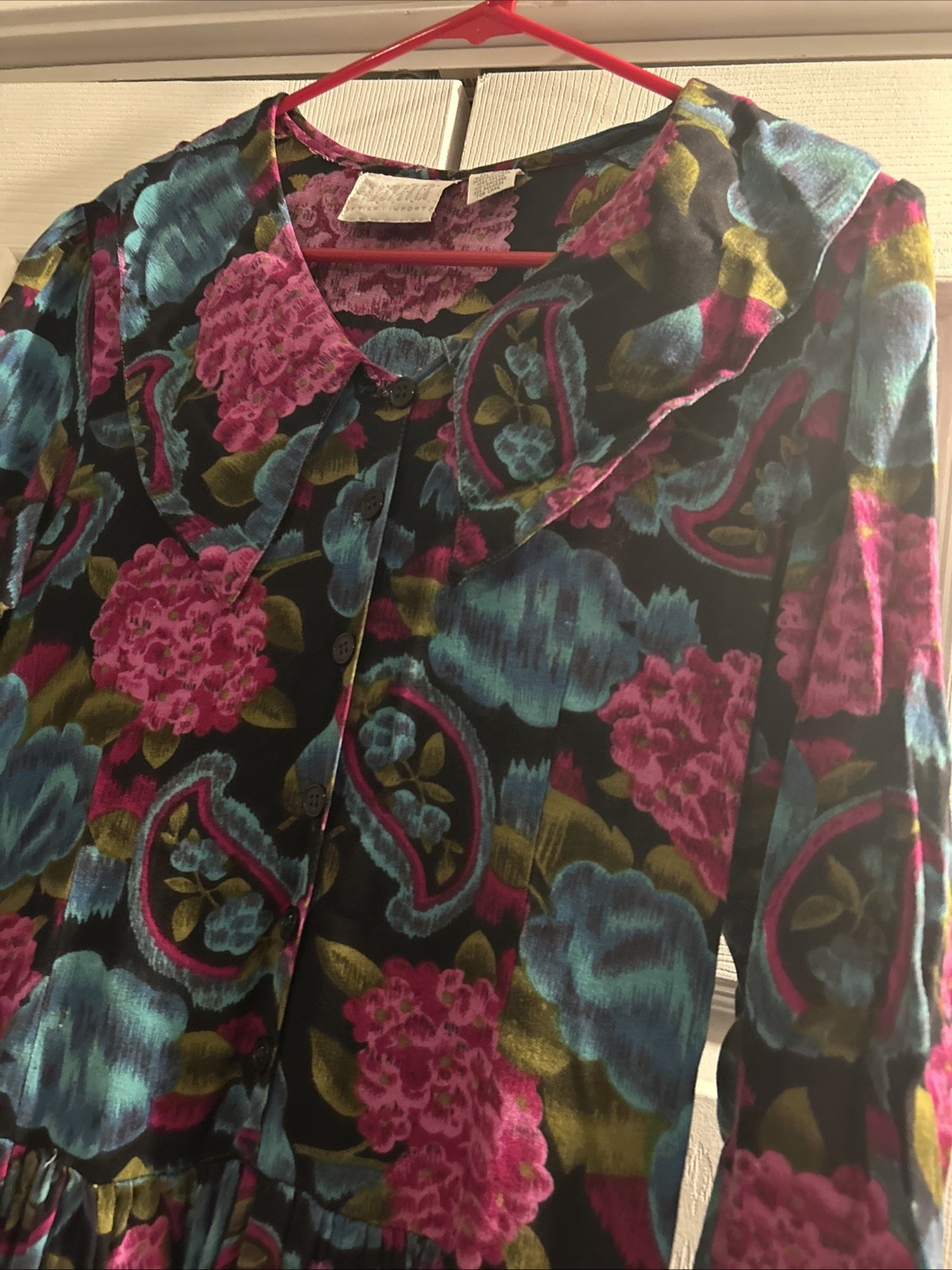 Passports Pier 1 Vintage 80s 90s Rayon Dress Floral Paisley Whimsigoth Grunge S