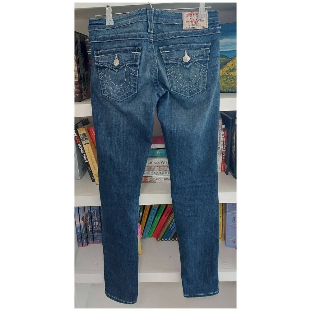 True Religion Slim Straight Back Flap Jeans Island Song Wash size 27