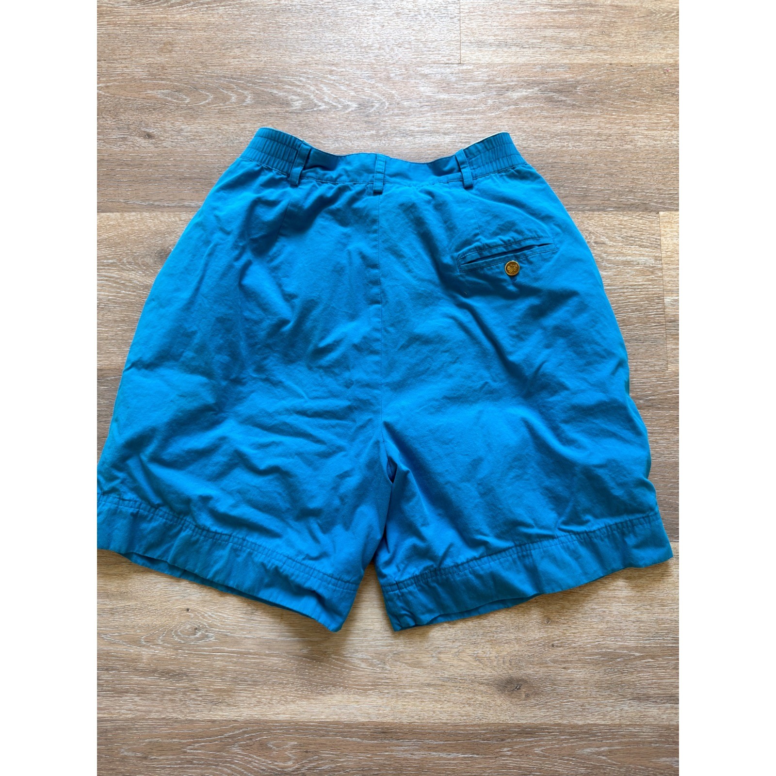 Lilly Pulitzer Vintage Turquoise Blue Cotton Pleated High Rise Shorts Size 6