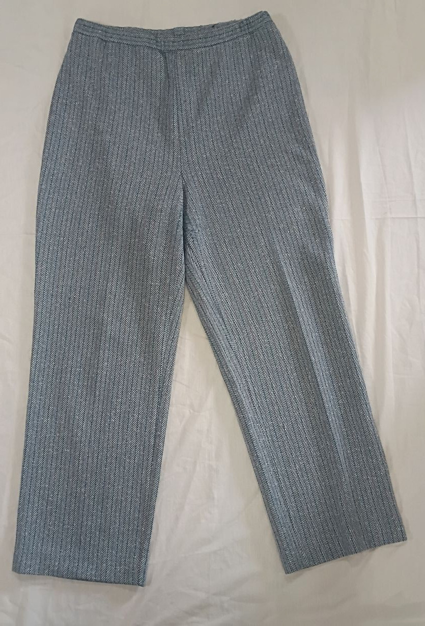 1970s Fire Islander Jacket Pant Suit Blue Herringbone Vintage Womens Sz 18 Geek