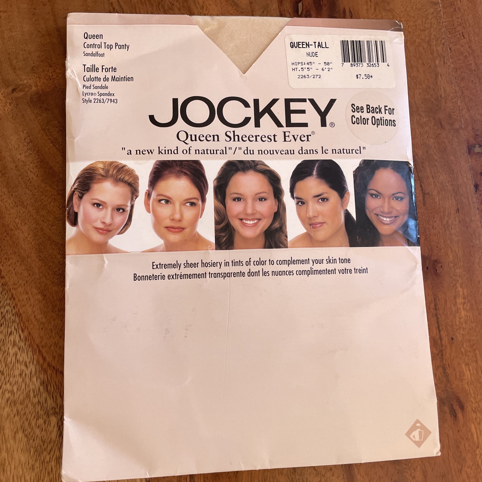 Vintage 1999 Jockey Nylon Panty Hose Queen Tall Nude Sheer Control Top Sandal