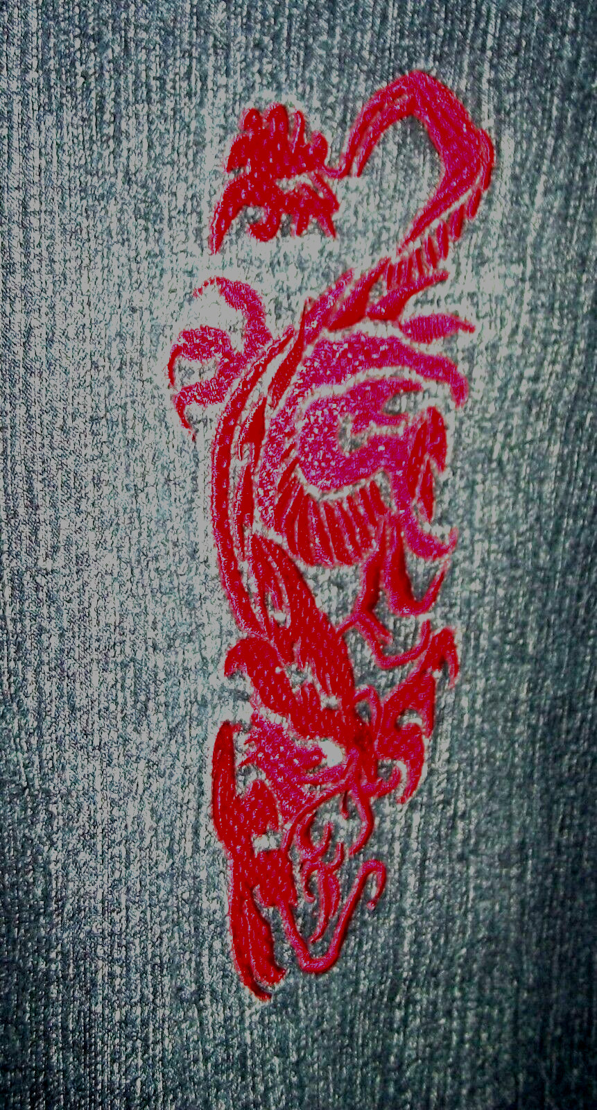 VTG Neeso Denim JEAN Wm 3X Stretch RED DRAGON Y2K TRUCKER BIKER Grunge EUC