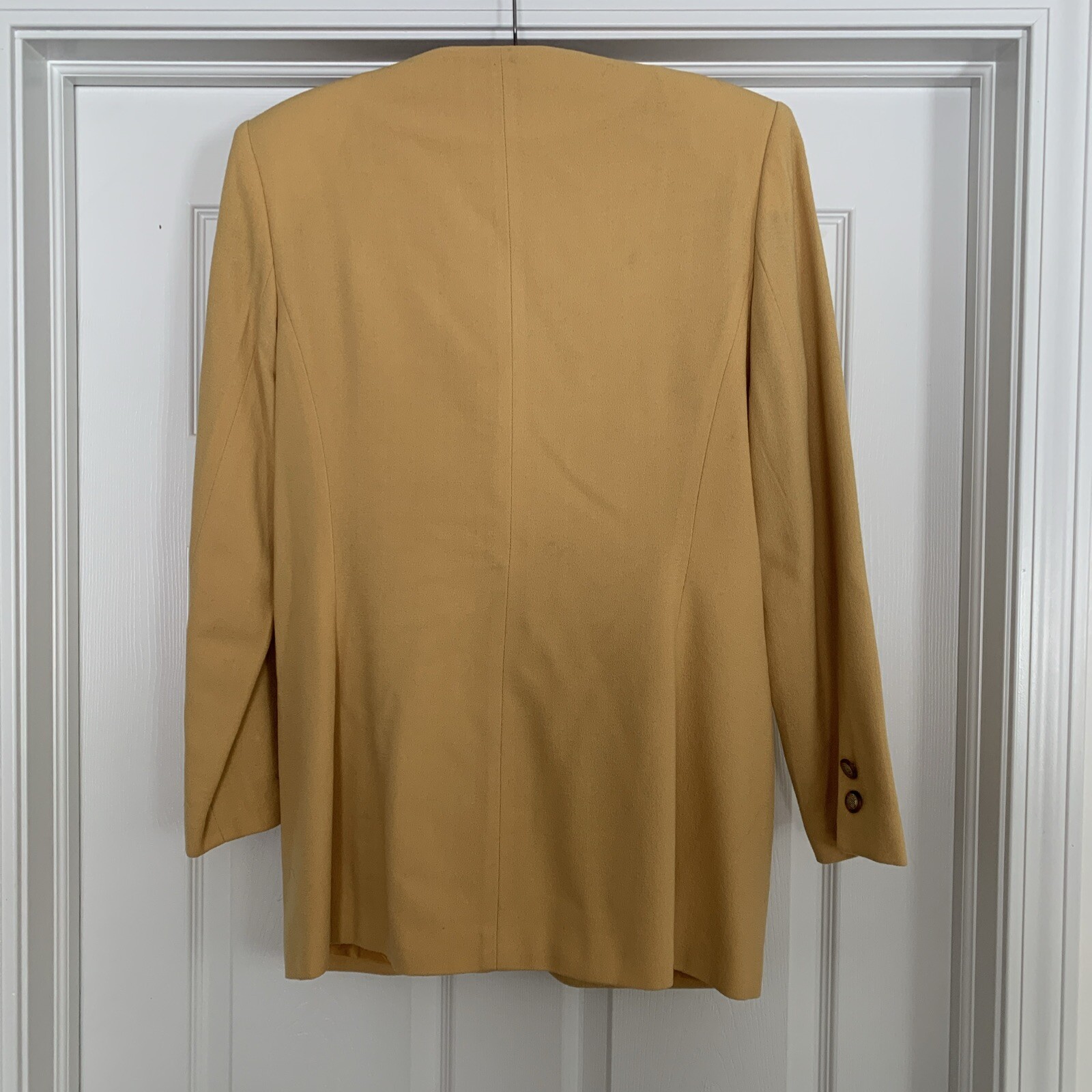 Vintage 80s Wool Kasper For ASL Asymmetrical Harvest Gold Yellow Blazer Jacket 8