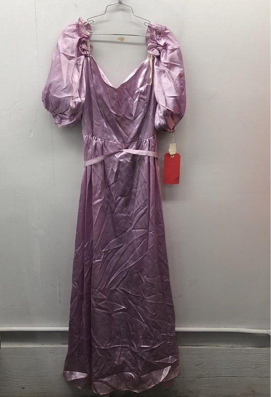 Vintage 70s JC Penney Women’s Orchid Acetate Puff Ruffle Maxi Dress Sz 19 NWT