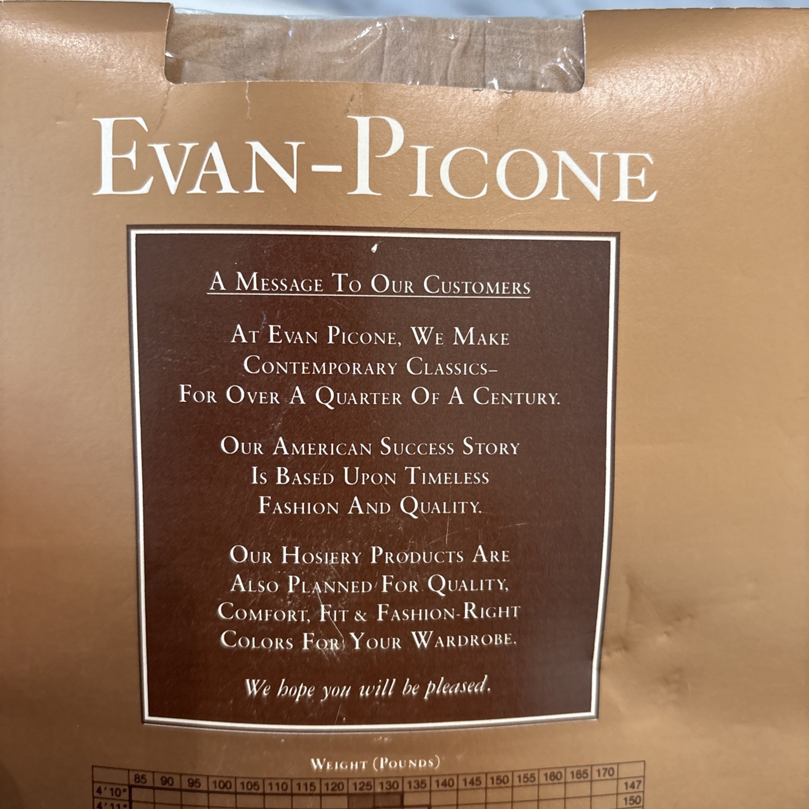 Vintage Evan-Picone Pantyhose NUDE 181 Long Control Top Cotton Shield Sandalfoot
