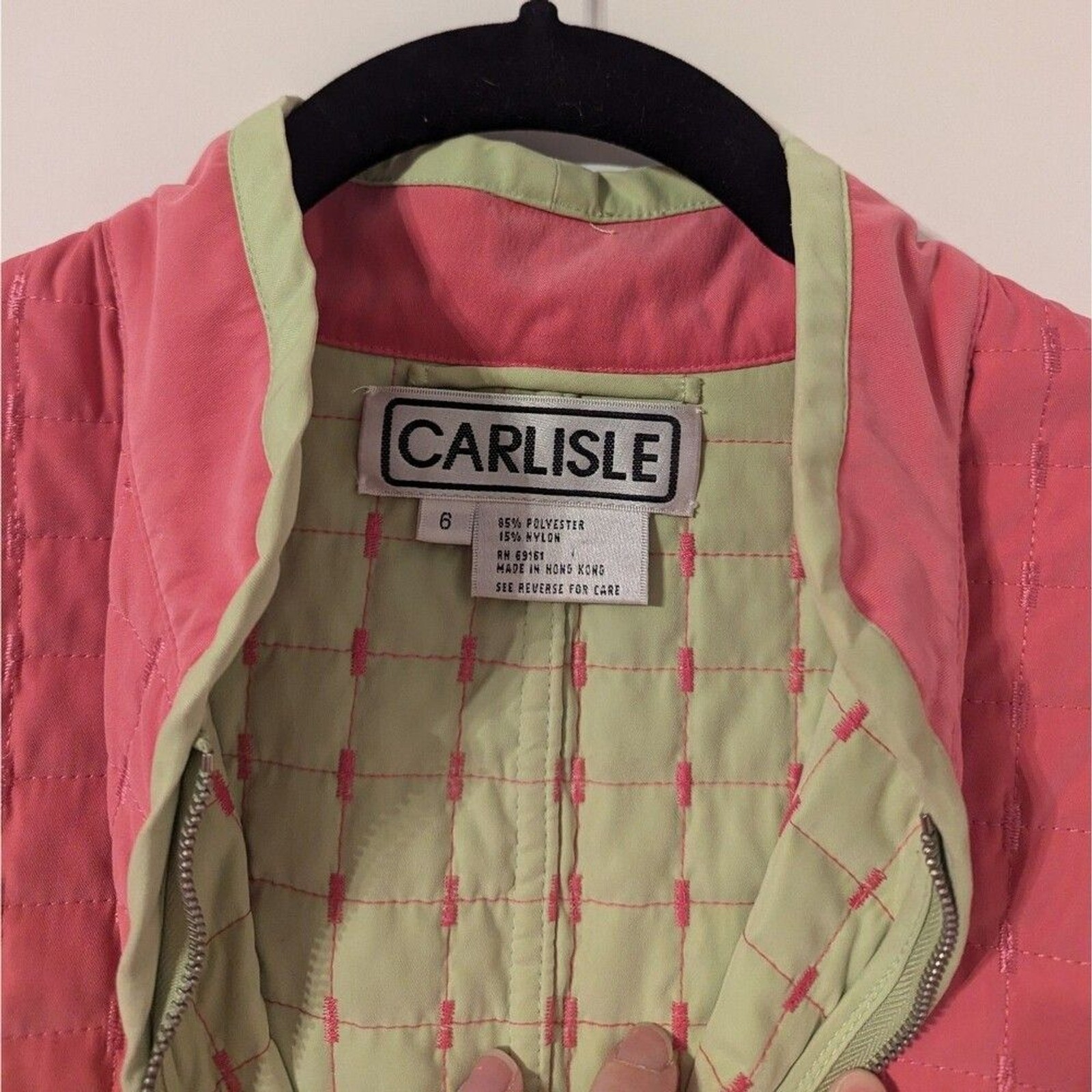 Vintage 80’s Carlisle Size 6 Jacket Quilted Hot Pink and Green Prep Preppy