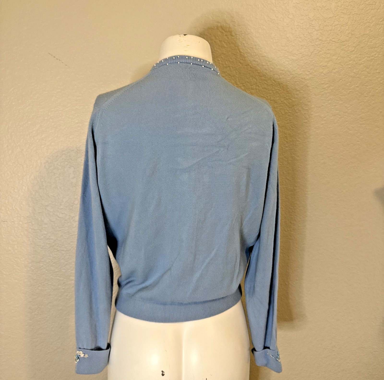 Baby blue beaded 50’s cardigan button up cardigan size XS