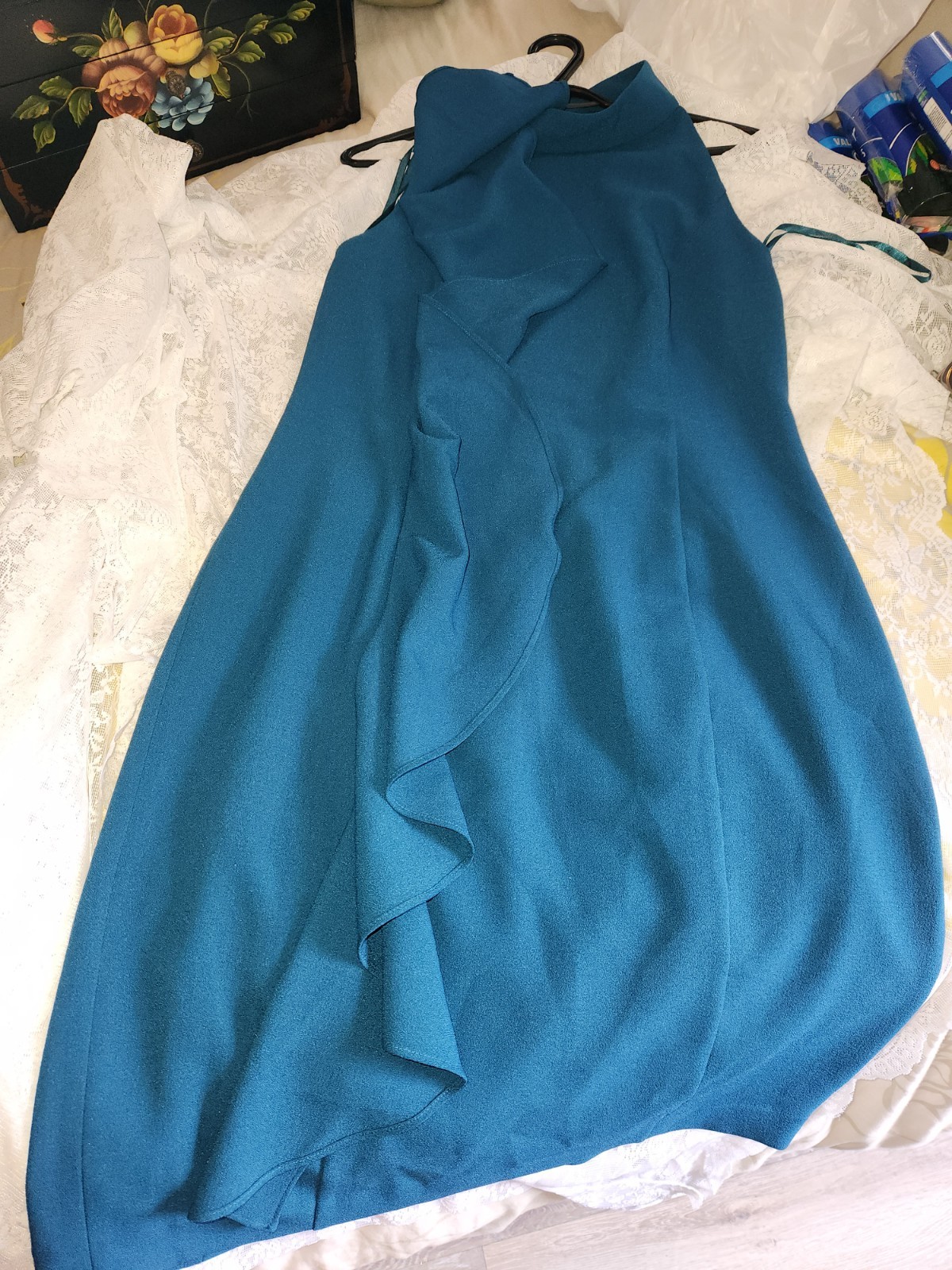 Eliza J Ruffle Sleeveless Sheath Mock Neck Cocktail Dress Size 14