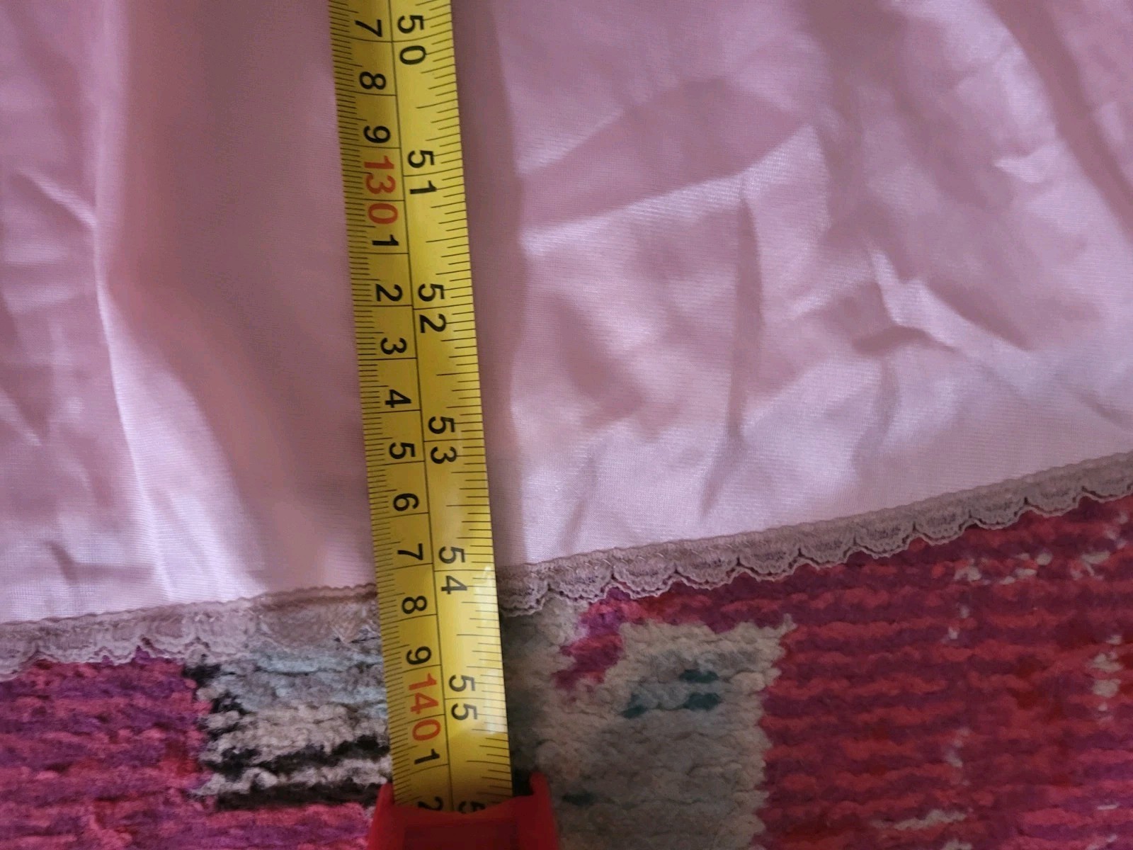 Vintage Chic pink long chemise nightie retro lingerie bows & lace bodice M L
