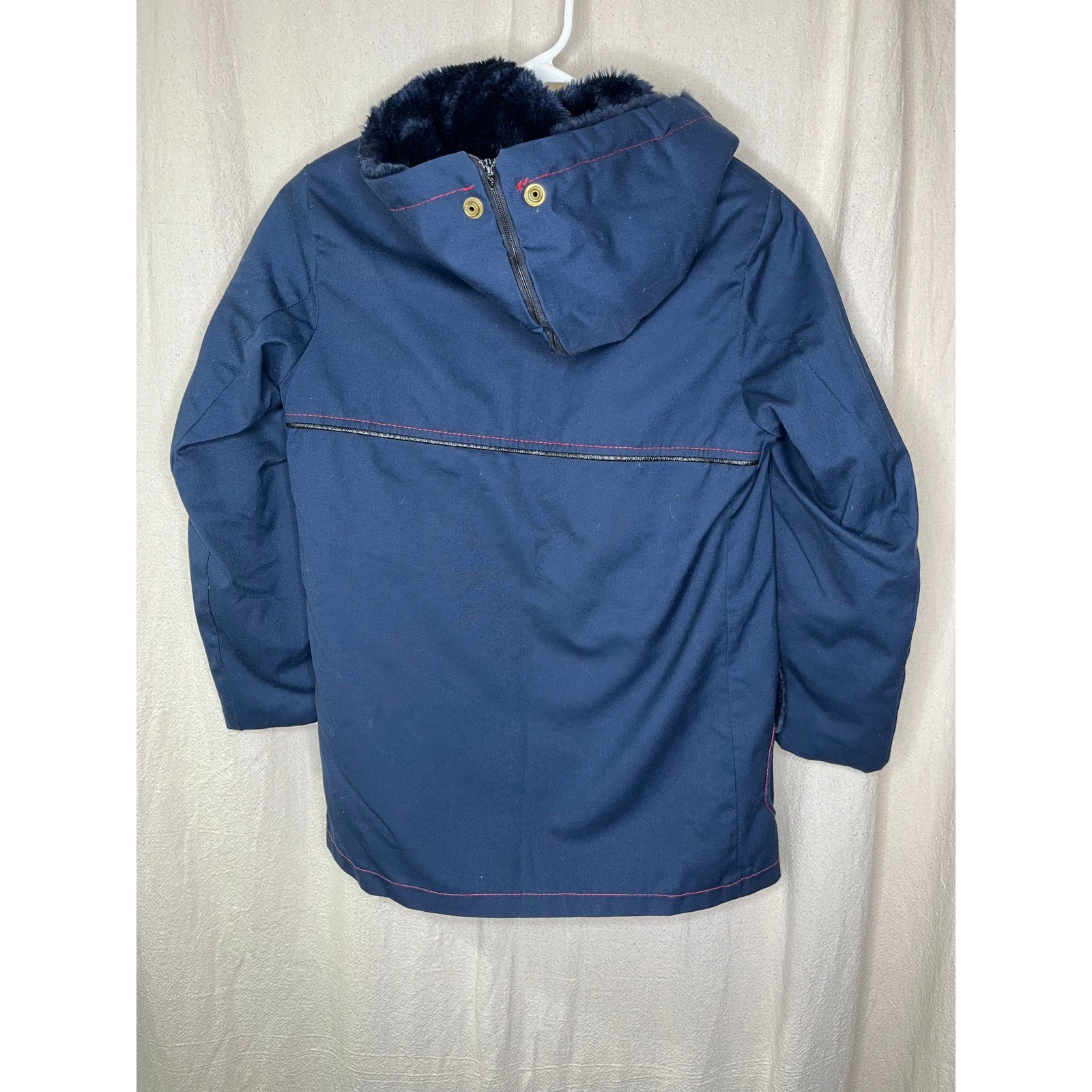 1970s McGregor Navy Ski Lodge Winter Sledding Faux Fur Lined Parka Jacket S