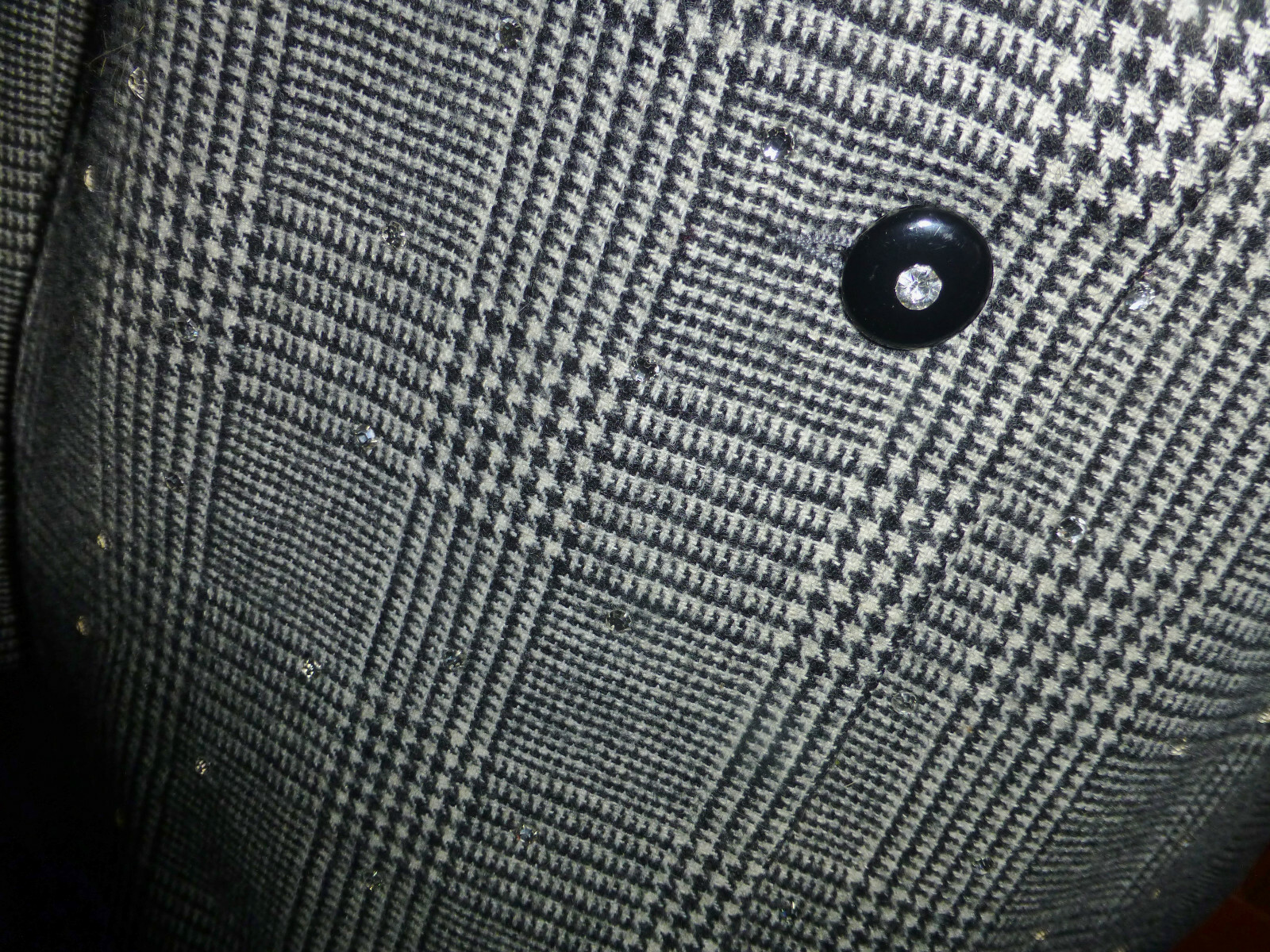 Vtg 80s CRYSTALS Rhinestones Embellished dress Evening Party Blazer Jacket L XL