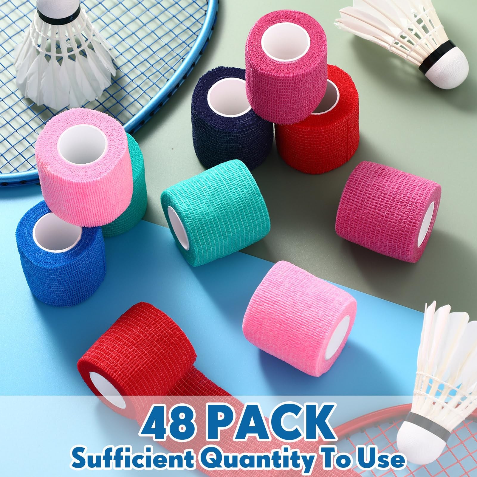 Treela 48-Pack Self-Adhesive Cohesive Bandage Elastic Athletic Tape 2″x5yds