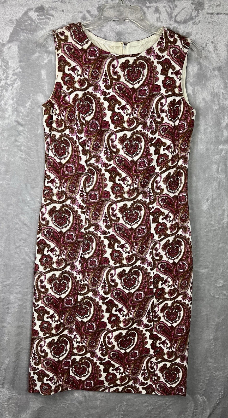 VTG 1960’s 1970’s Shift Dress Size 2 Pink White Paisley Majestic Brand Groovy