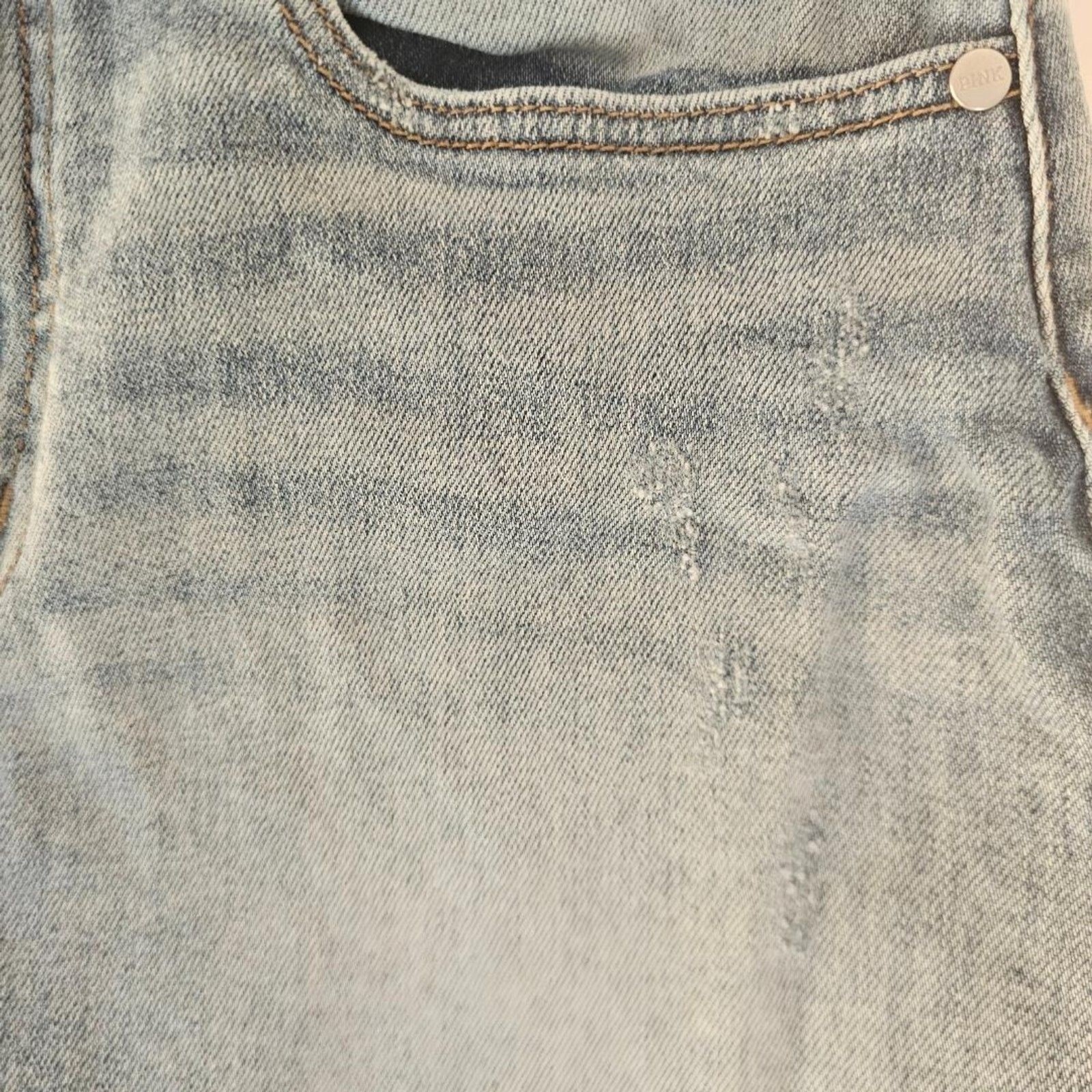 PINK Victoria’s Secret Denim Shorts High Rise Light Wash Cutoff Distressed 26