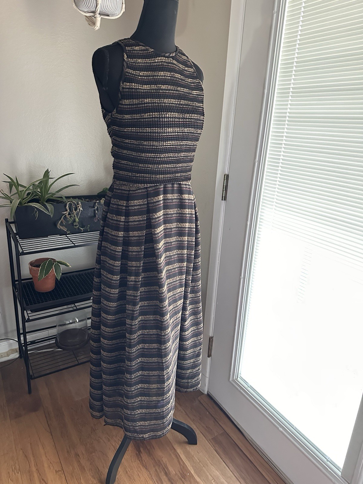 Kay Unger Petites Vintage 90s New York Halter Dress Striped Size 6 Multi Color